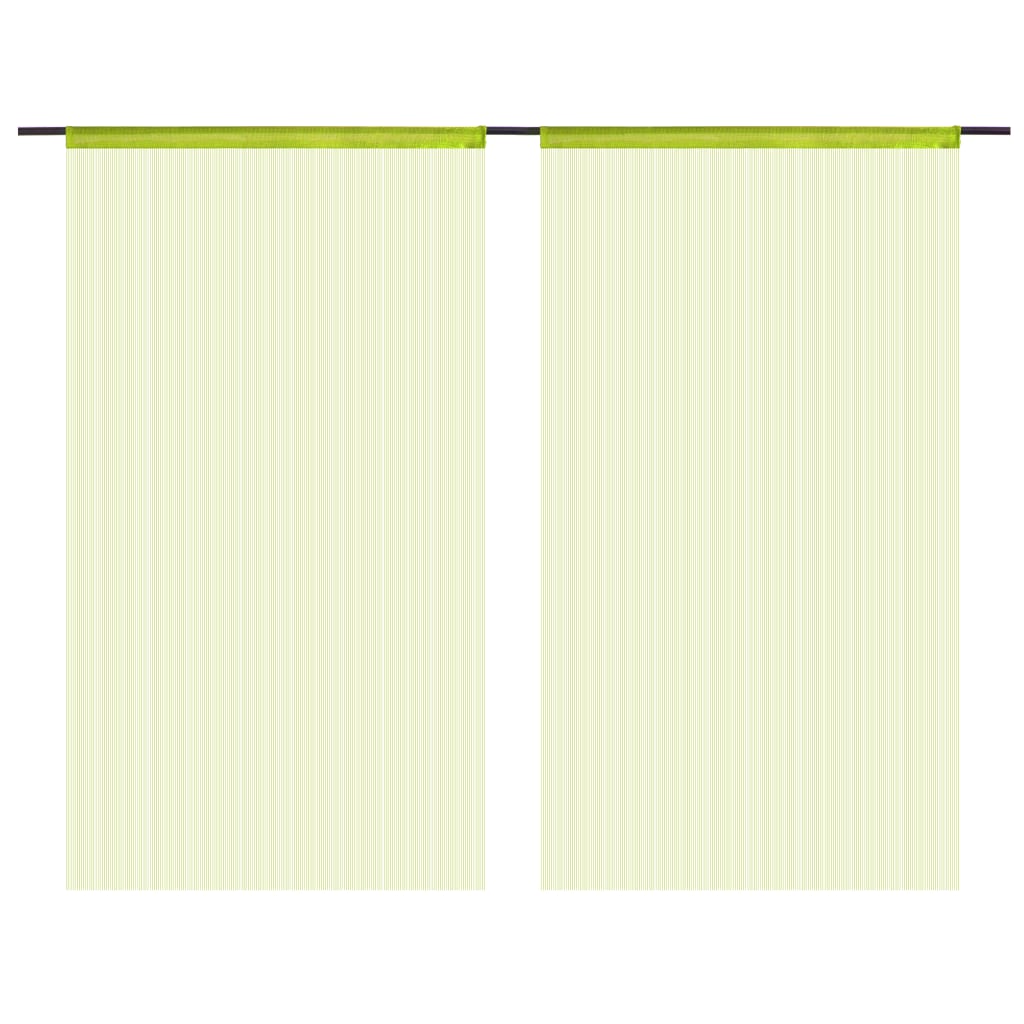 2 Pcs String Curtains 100x250 cm Green