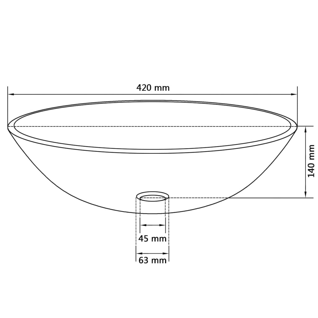 Lavandino in Vetro Temperato 42 cm Nero