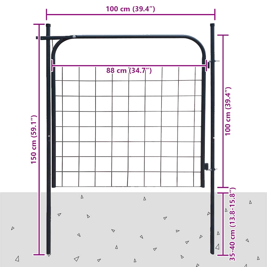 Cancello per Recinzione da Giardino 100x100 cm Antracite | homemem39
