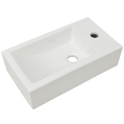 Lavandino con Foro Rubinetto Rettangolare Ceramica 46x25,5x12cm - homemem39