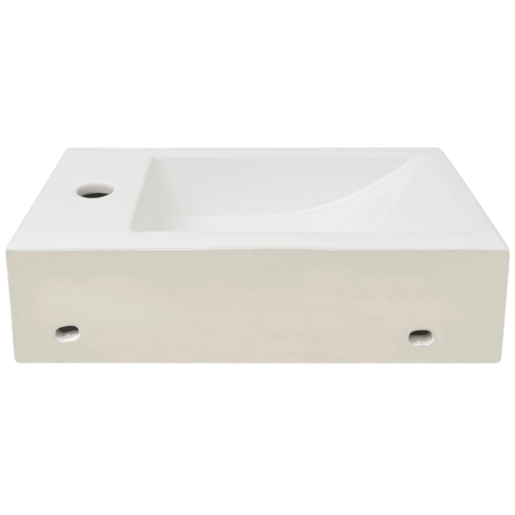 Lavandino con Foro Rubinetto Rettangolare Ceramica 46x25,5x12cm - homemem39