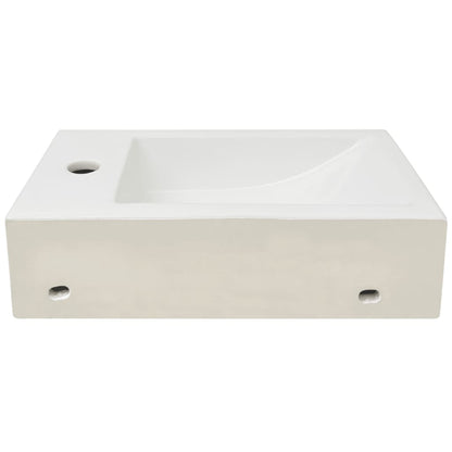 Lavandino con Foro Rubinetto Rettangolare Ceramica 46x25,5x12cm - homemem39