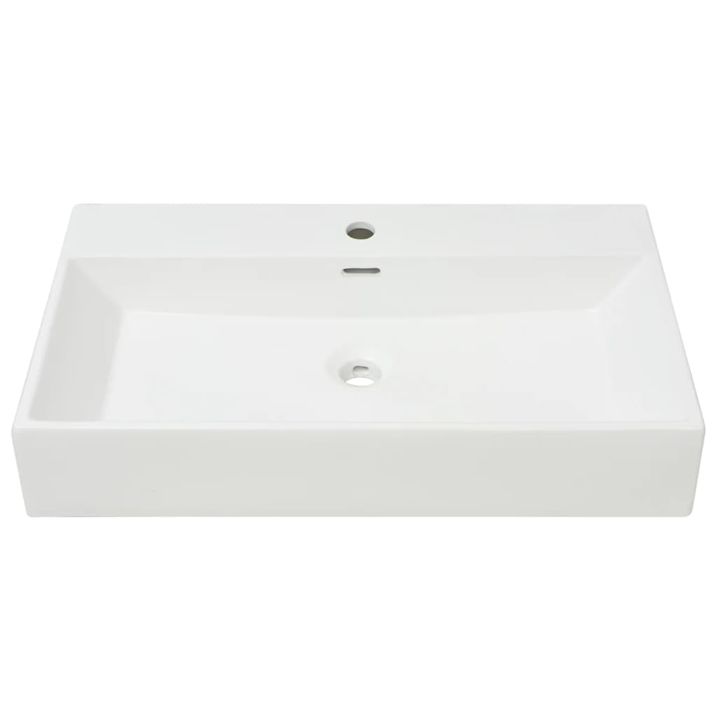 Lavandino con Foro Rubinetto in Ceramica Bianca 76x42,5x14,5 cm - homemem39