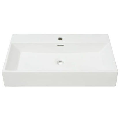 Lavandino con Foro Rubinetto in Ceramica Bianca 76x42,5x14,5 cm - homemem39