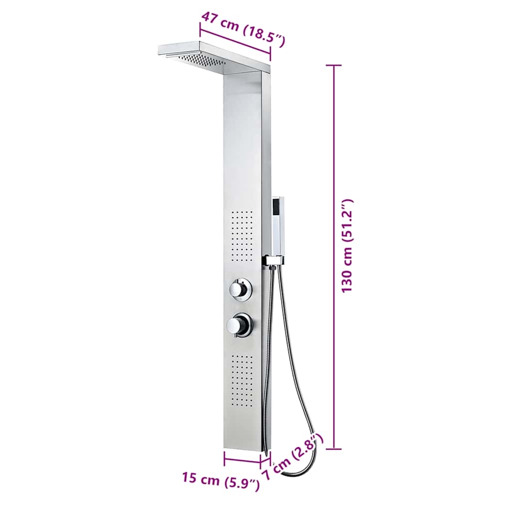 Pannello Doccia in Acciaio Inossidabile Quadrato - homemem39