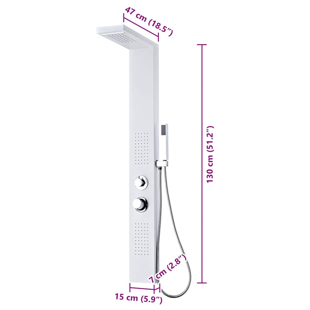 Pannello Doccia in Alluminio Bianco Opaco - homemem39