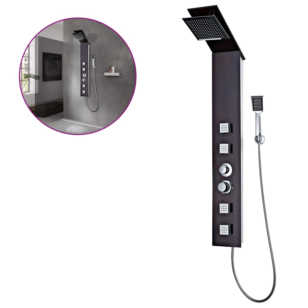 Sistema Pannello Doccia in Vetro Marrone - homemem39