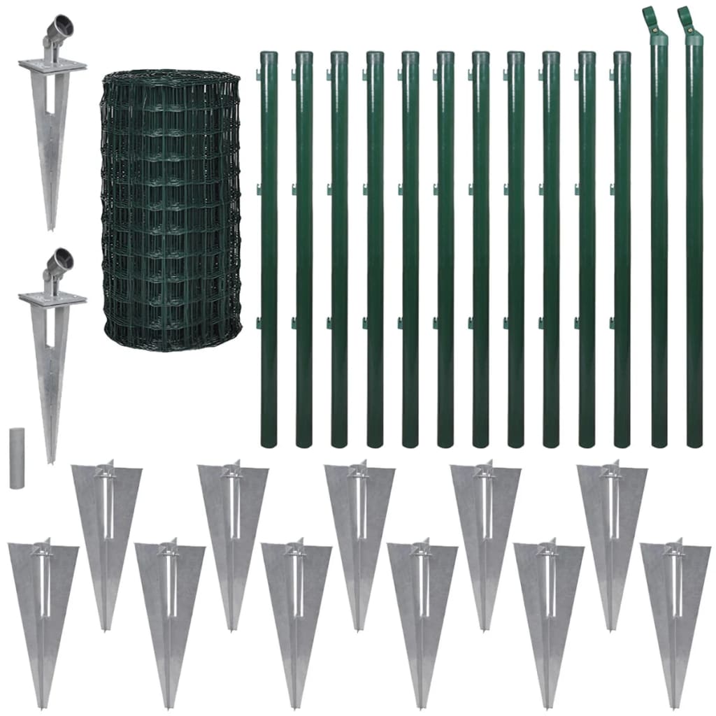 Recinzione Euro in Acciaio 25x1,7 m Verde - homemem39