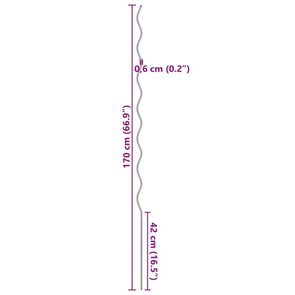 20 pz Supporti a Spirale per Piante 170 cm in Acciaio Zincato - homemem39