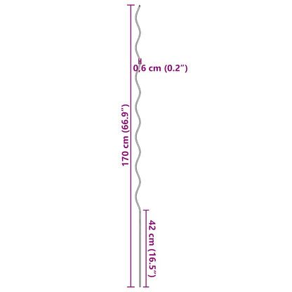5 pz Supporti a Spirale per Piante 170 cm in Acciaio Zincato