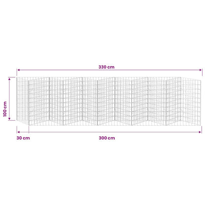 Gabbione in Rete in Acciaio Zincato 300x30x100 cm | homemem39