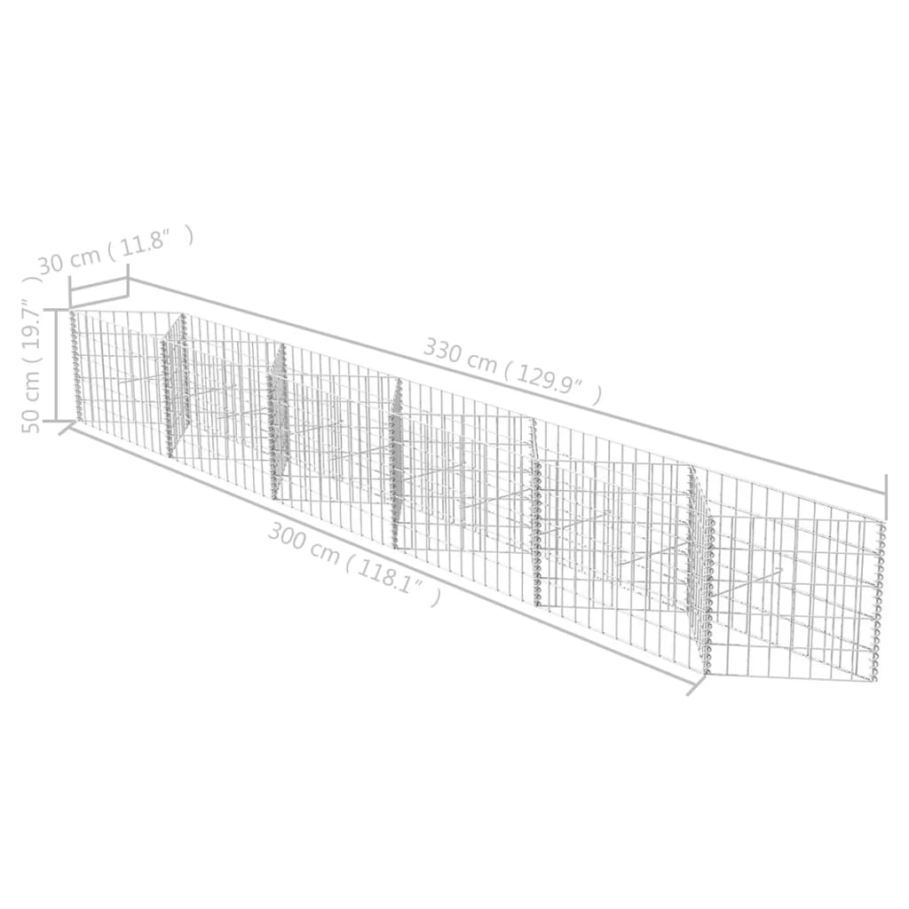 Gabione aus verzinktem Stahlgeflecht 300x30x50 cm