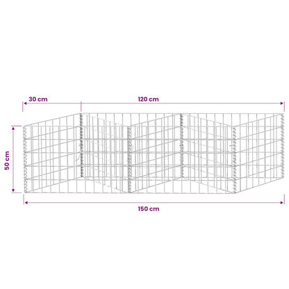 Gabbione in Rete in Acciaio Zincato 120x30x50 cm | homemem39