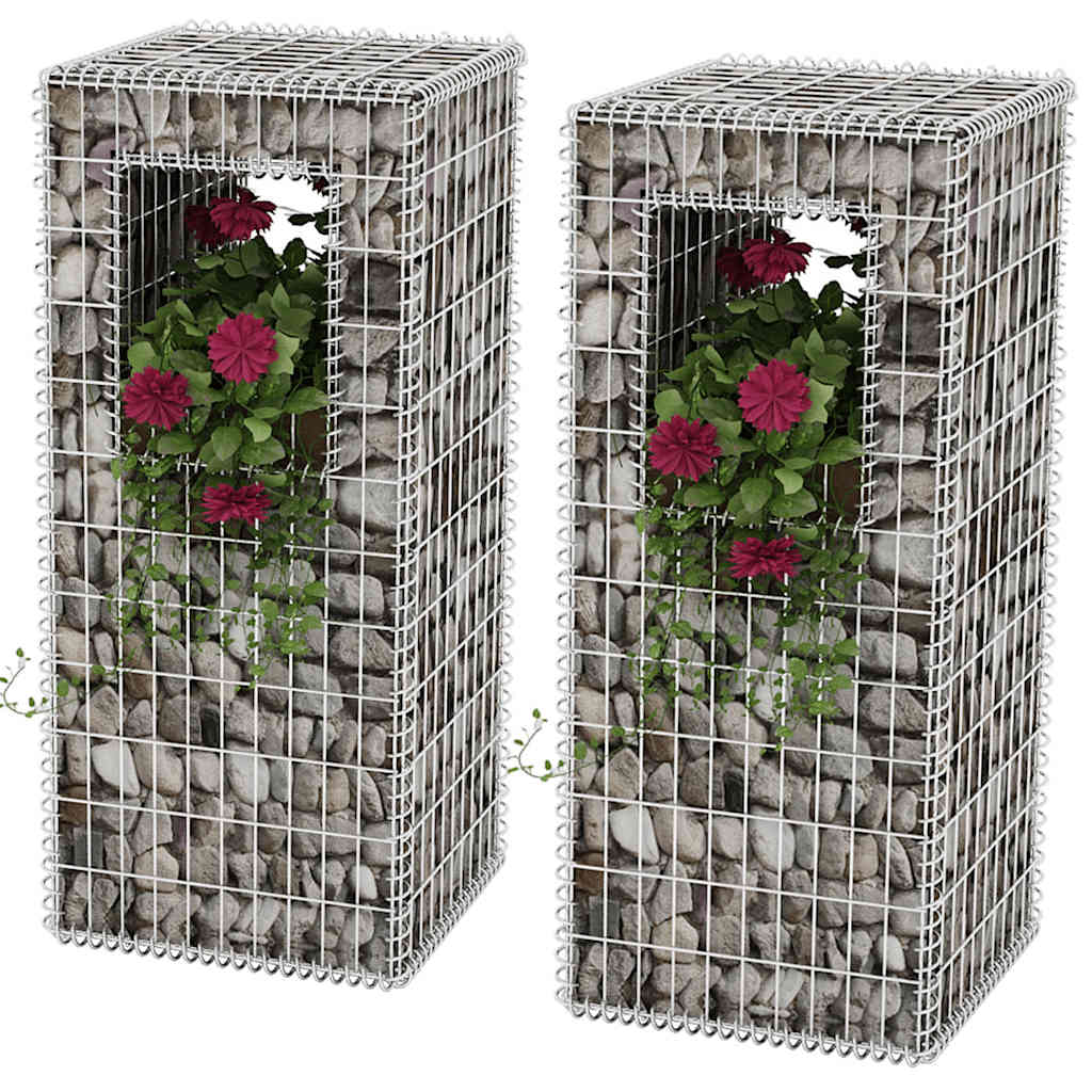 Pali/Fioriere in Gabbione 2 pz in Rete Acciaio 50x50x120 cm | homemem39
