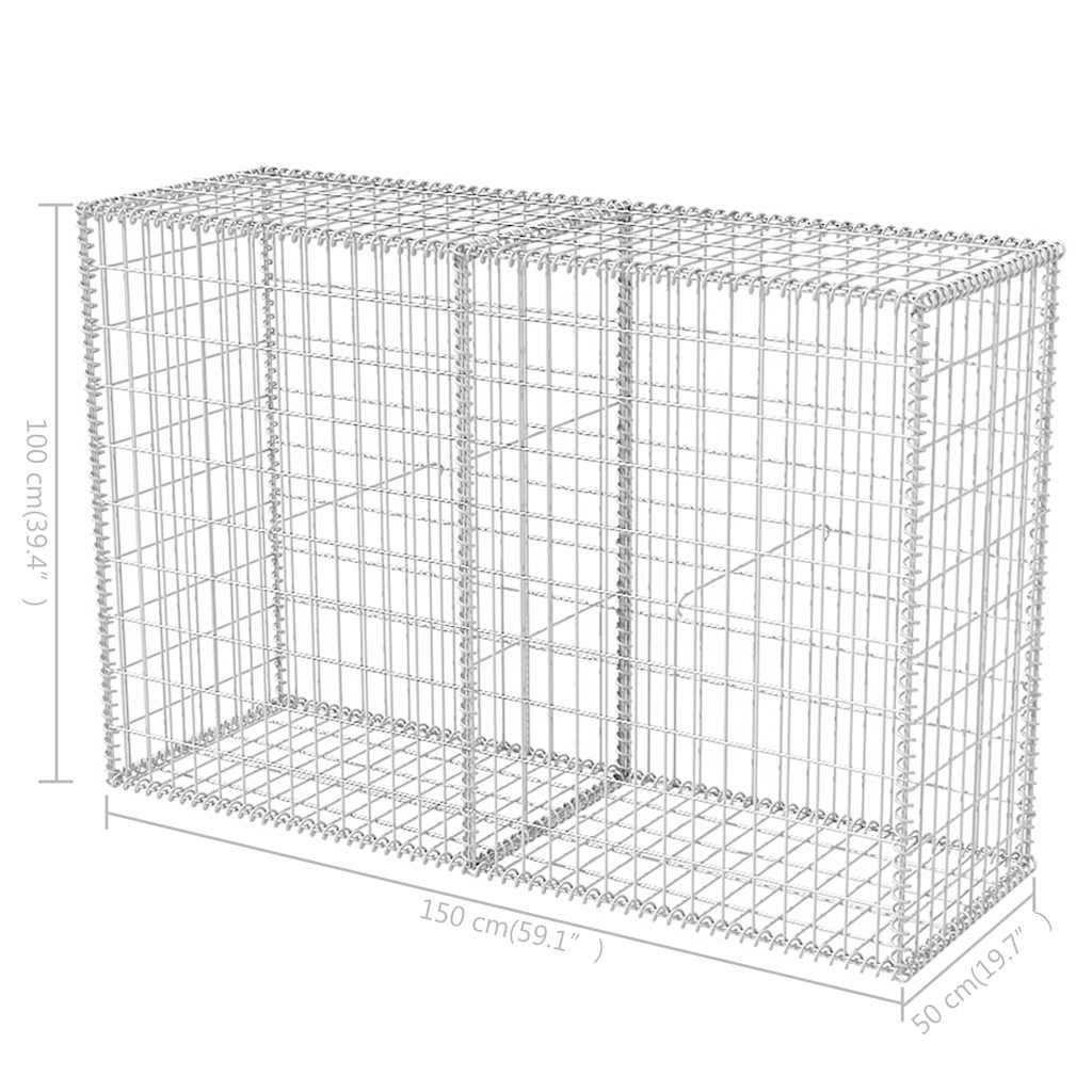 Gabbione in Rete in Acciaio Zincato 150x50x100 cm | homemem39