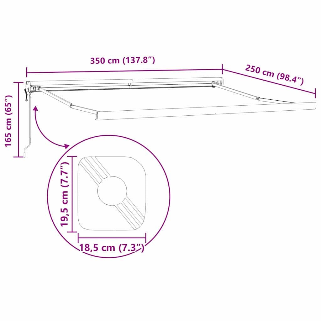 Tenda da Sole Bianco 3,5 x 2,5 m Metallo - homemem39
