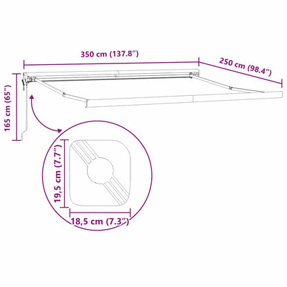 Tenda da Sole Bianco 3,5 x 2,5 m Metallo - homemem39
