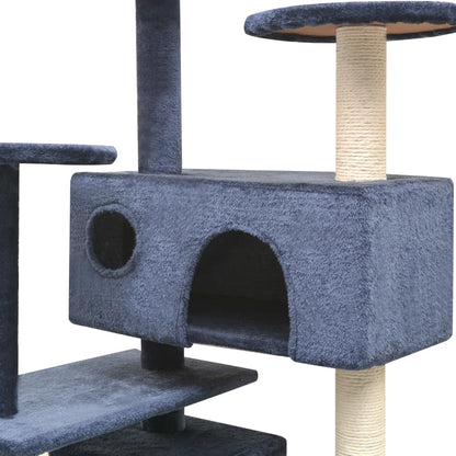 Albero per Gatti con Tiragraffi in Sisal 125 cm Blu Scuro | homemem39