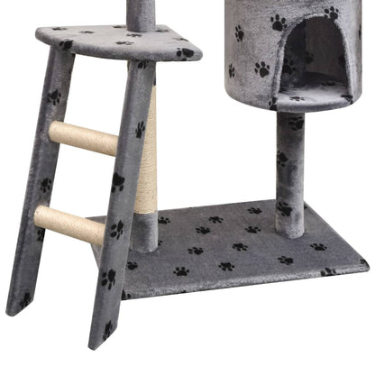 Albero per Gatti Tiragraffi Sisal 150 cm Zampe Stampate Grigio | homemem39