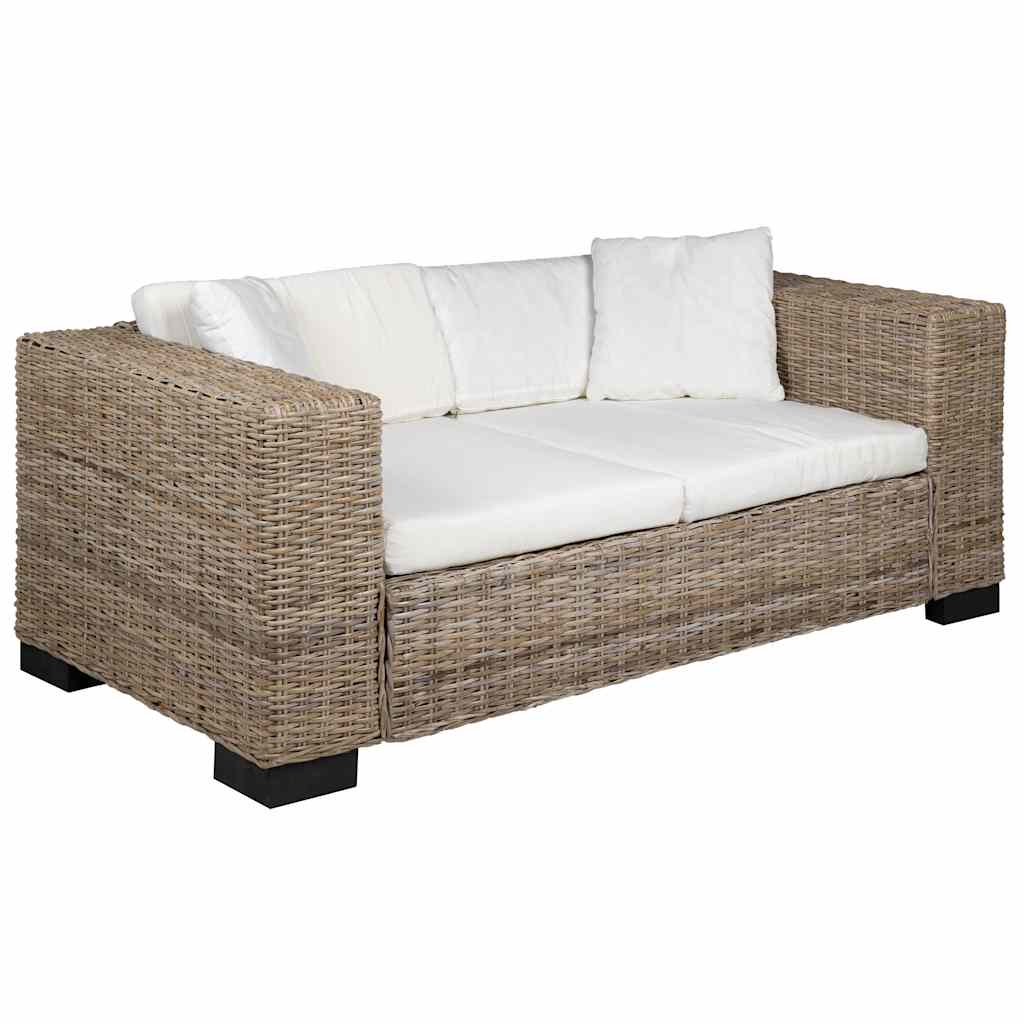 Divano a 2 Posti 7 pz in Rattan Naturale