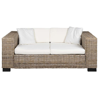 Divano a 2 Posti 7 pz in Rattan Naturale