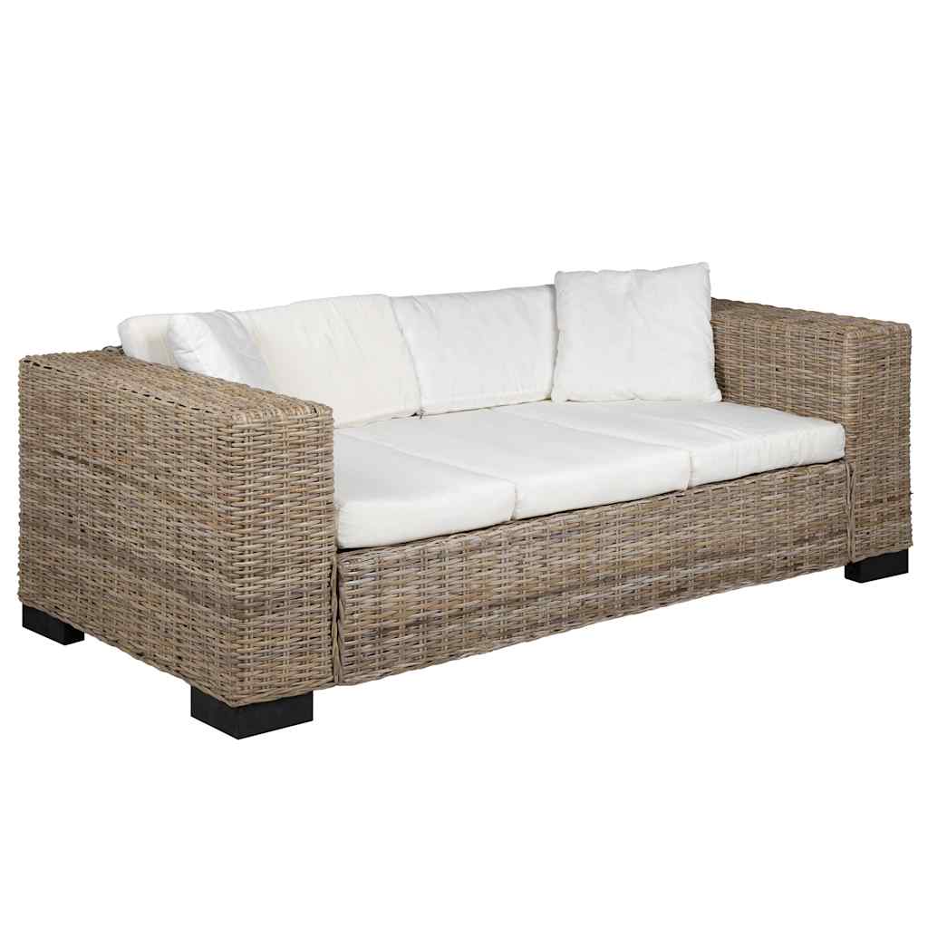 Divano a 3 Posti 8 pz in Rattan Naturale