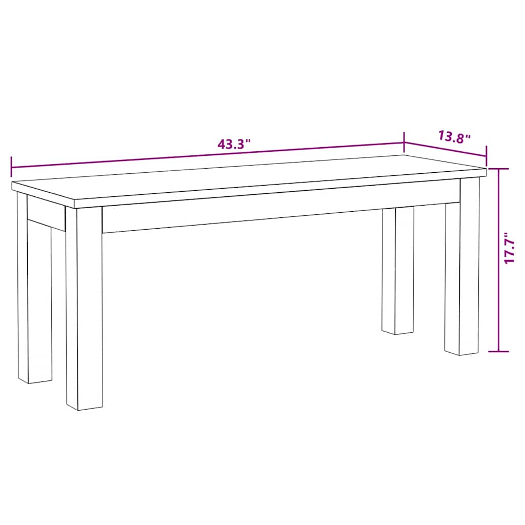 Panca in Legno Massello di Recupero 110x35x45 cm | homemem39