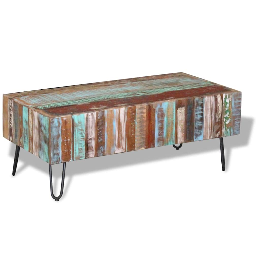Tavolino da Salotto in Legno Massello Anticato 100x50x38 cm | homemem39