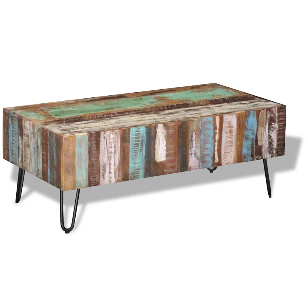 Tavolino da Salotto in Legno Massello Anticato 100x50x38 cm | homemem39