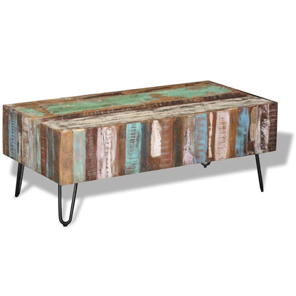Tavolino da Salotto in Legno Massello Anticato 100x50x38 cm | homemem39