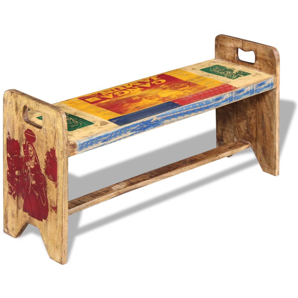 Panchina Cola in Legno Massello di Recupero 100x30x50 cm | homemem39