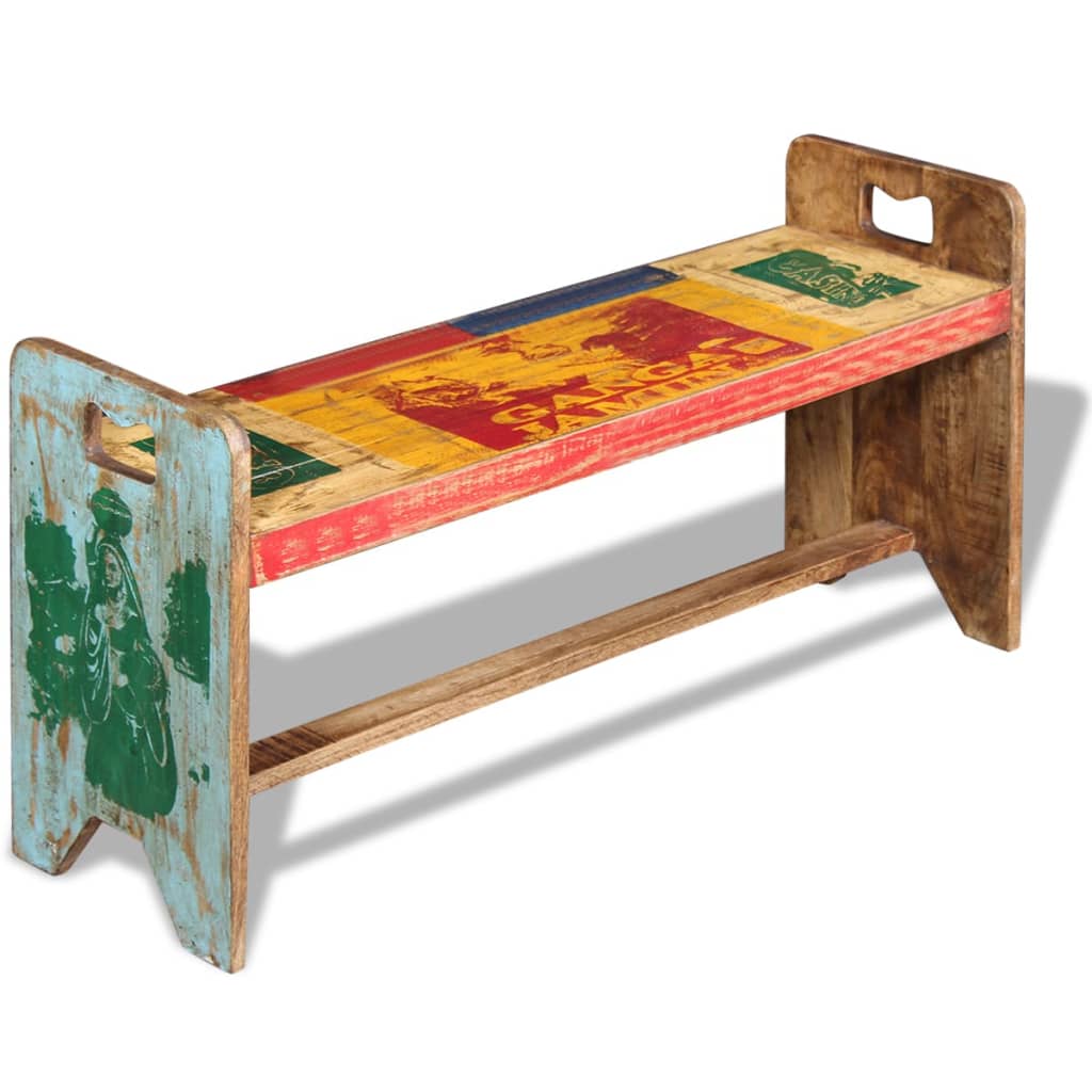 Panchina Cola in Legno Massello di Recupero 100x30x50 cm | homemem39