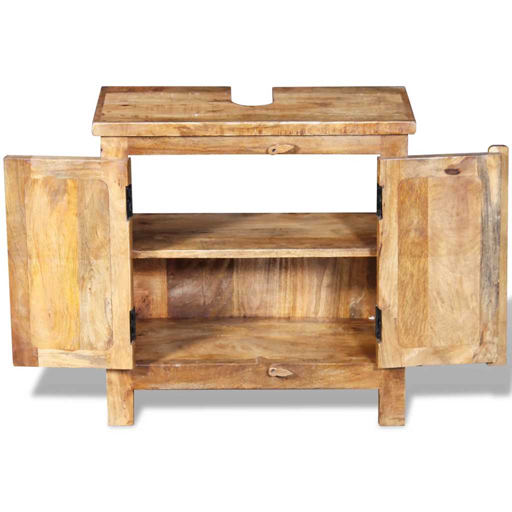Armadio Vanity Specchiera 2 Armadietti Legno Massello di Mango