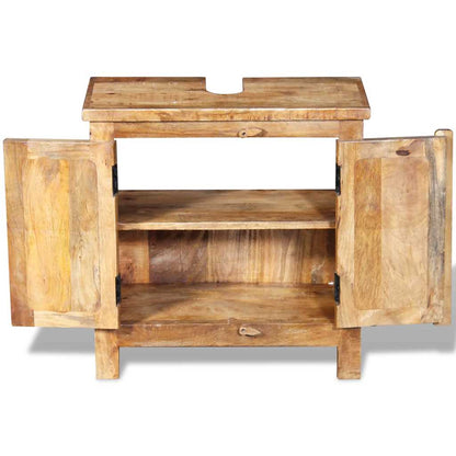 Armadio Vanity Specchiera 2 Armadietti Legno Massello di Mango