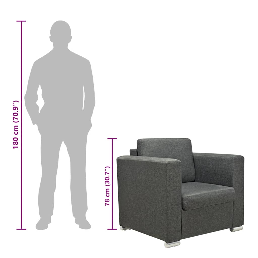 Poltrona Grigio Scuro in Tessuto - homemem39