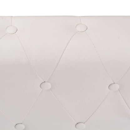 Divano Angolare Chesterfield a 6 Posti Pelle Artificiale Bianca