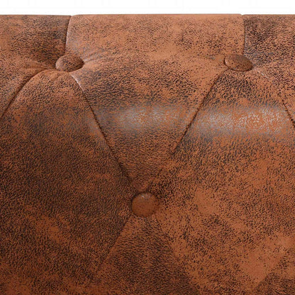 Divano Angolare Chesterfield 6 posti Pelle Artificiale Marrone | homemem39