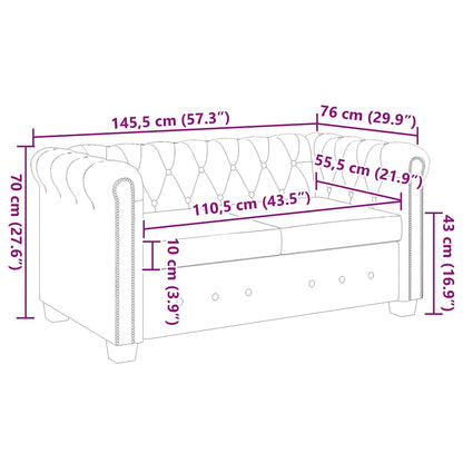 Divano Chesterfield a 2 Posti in Finta Pelle Marrone