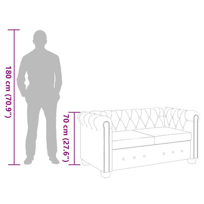 Divano Chesterfield a 2 Posti in Finta Pelle Marrone