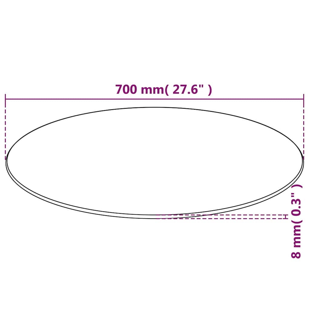 Piano Tavolo Rotondo in Vetro Temperato 700 mm | homemem39