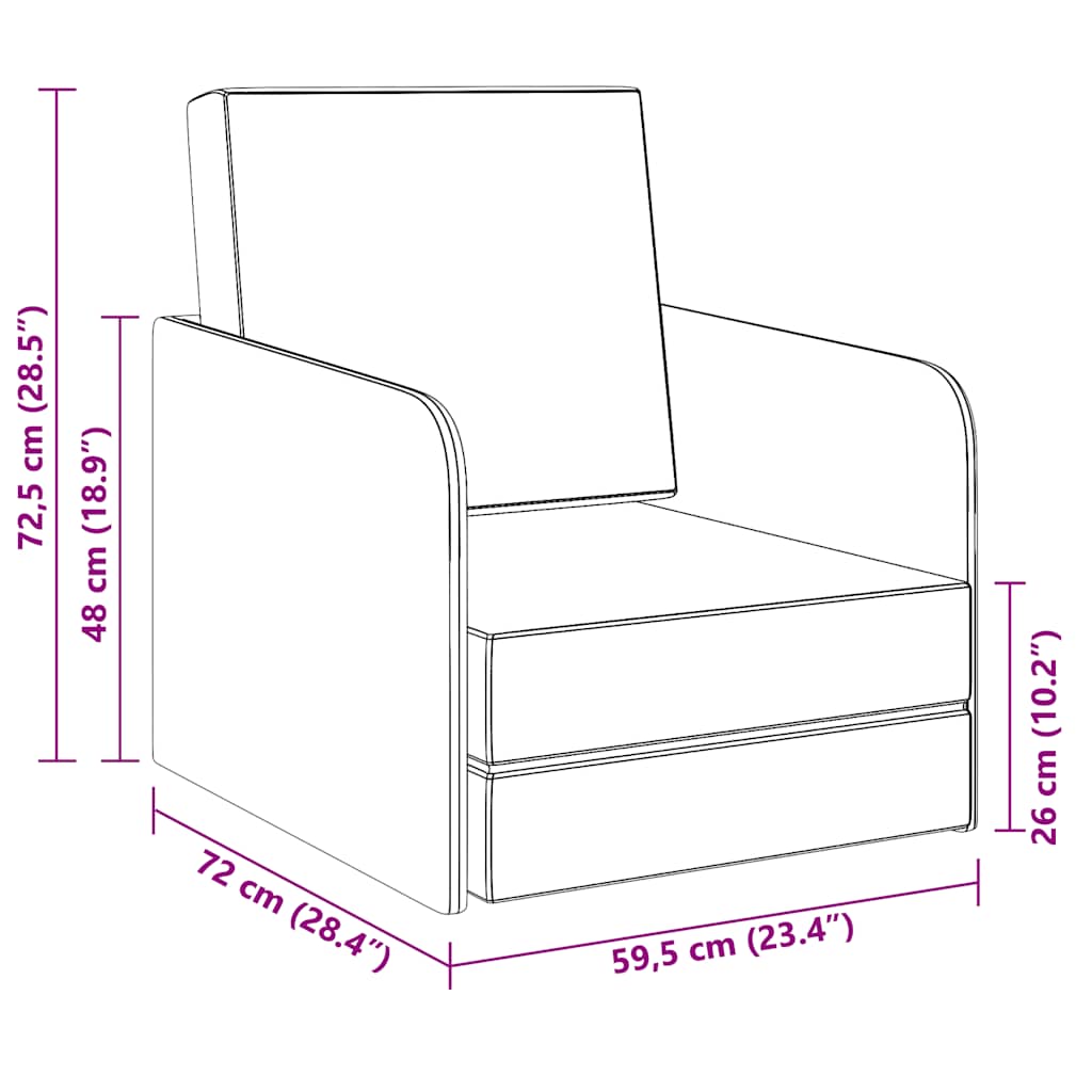 Poltrona Letto Convertibile Grigio Scuro in Tessuto