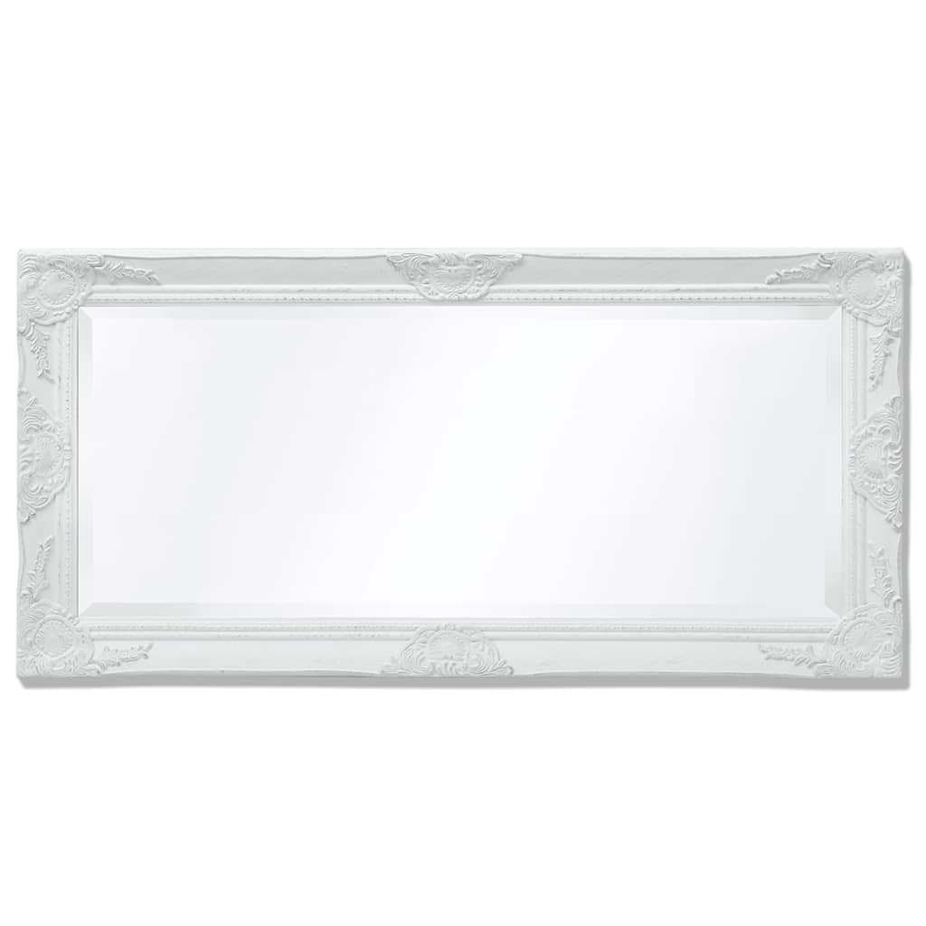 Specchio da Parete Stile Barocco 100x50 cm Bianco