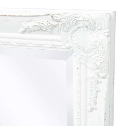 Specchio da Parete Stile Barocco 100x50 cm Bianco