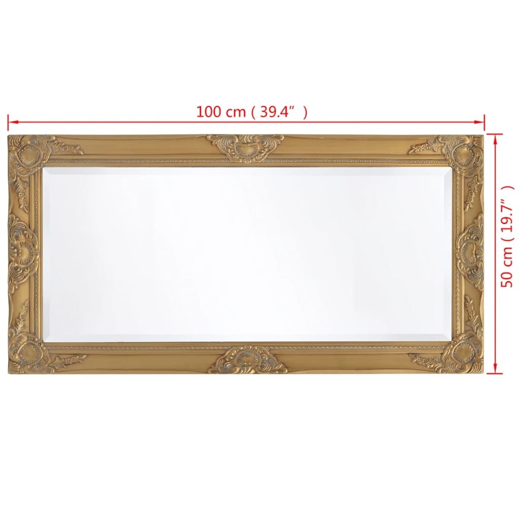 Specchio da Parete Stile Barocco 100x50 cm Oro - homemem39