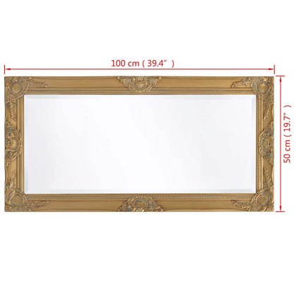 Specchio da Parete Stile Barocco 100x50 cm Oro