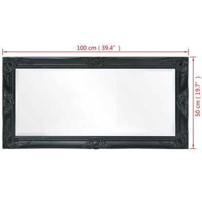 Specchio da Parete Stile Barocco 100x50 cm Nero - homemem39