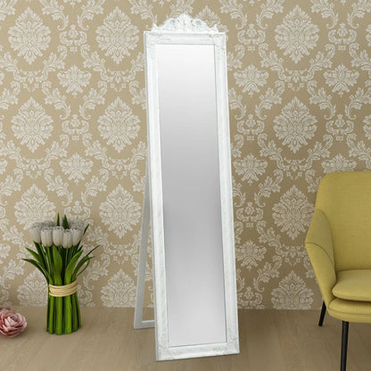 Specchio Autoportante Stile Barocco 160x40 cm Bianco | homemem39