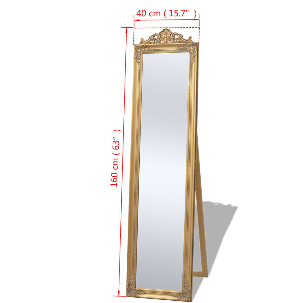 Specchio Autoportante Stile Barocco 160x40 cm Oro - homemem39