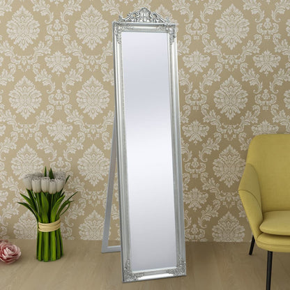 Specchio Autoportante Stile Barocco 160x40 cm Argento - homemem39