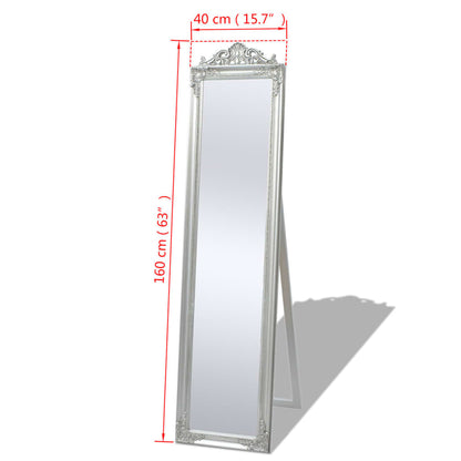 Specchio Autoportante Stile Barocco 160x40 cm Argento | homemem39